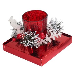 Candela di Lusso in Vetro Rosso da 14oz con Stampa in Rilievo, Logo Personalizzabile, Portacandele di Lusso - Forma Quadrata/Ovale - Product Image 1