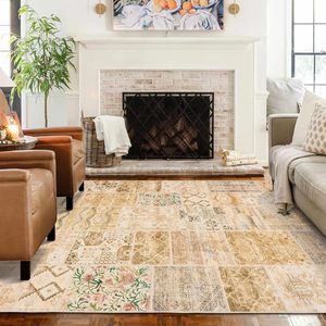 Alfombra Rectangular de Patchwork Wan Xinlong, Estilo Bohemio, Antideslizante, para Sala de Estar o Dormitorio, 80x120cm, Lavable con Agua, Limpieza con un Paño - Product Image 3