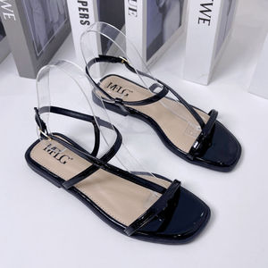 Summer Spring Fashion Trends-Women's Genuine Leather <b>Open</b>-Toe Sandals Geometry Pattern Buckle Durable Construction Flip Flops - Product Image 4