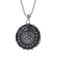 Collier pour homme en acier titane, style géométrique, motif dragon totemique viking, tendance, style mythologie nordique, pour le commerce extérieur, en stock