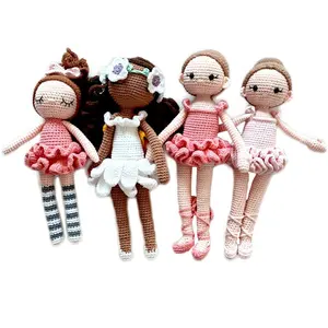 Custom color Organic cotton handmade girl doll girl ballerina knitted doll gift l for Children's Day Christmas day
