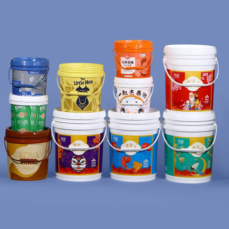 Factory Sale Food Grade 1l-20l Plastic Paint Bucket With Handle Sealing Lid Customized Printing