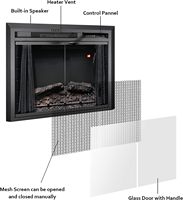 Cheminée électrique encastrable Luxstar de 25 pouces pour la maison, vente en gros, porte en verre encastrée, foyer décoratif avec bruit de crépitement