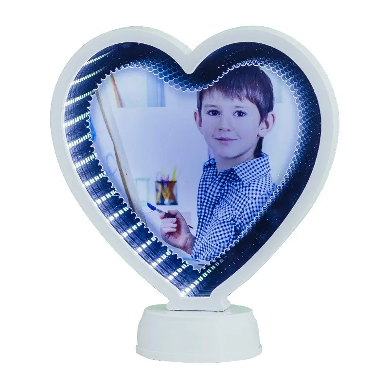 New Sublimation Blanks LED Birthday Wedding Gift Customized Photo Frame Magic Make up Mirror