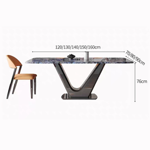 <strong>Super</strong> Crystal Stone Waterproof Foldable Dining Table Set 6 Chairs Modern Hotel Villa Metal <strong>Furniture</strong> - Product Image 6