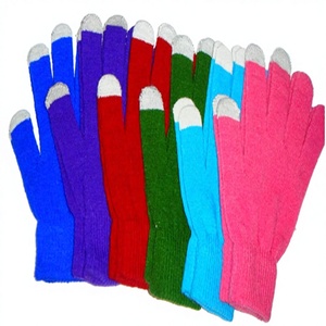 Gants en laine acrylique épais pour femmes et hommes, pour écran tactile et longueur poignet, pour la plage, l'hiver, la chaleur - Product Image 1