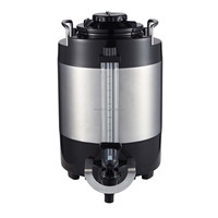 Dispenser kopi Stainless Steel 1/1, 5/2 galon Server air panas dan segar dengan pengukur air