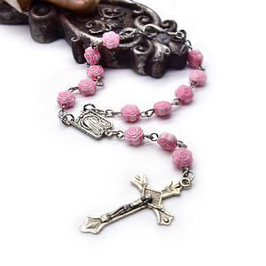 Rose <strong>Beads</strong> Rosary Bracelet for Car Catholic Religious - Product Image 5