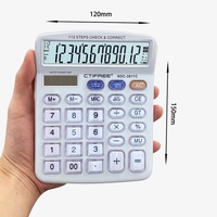 Calculatrice de bureau en plastique élégante CTIFREE, double alimentation, 99 opérations, 12/14 chiffres, calendrier intégré, haute précision