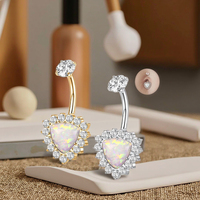 Xinfocus ventre Piercing Triangle opale nombril anneaux opale Piercing nombril anneau mode Piercing pour femmes hommes