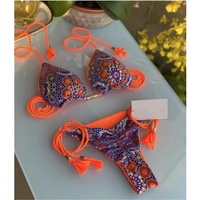 Maillot de bain deux pièces pour femmes rondes, imprimé logo personnalisé, coupe triangle, couleur unie, grande taille, pour poitrines généreuses, ensemble bikini string