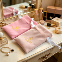 Sac d'emballage à cordon personnalisé avec logo imprimé, doublure en velours satiné, pochette à bijoux