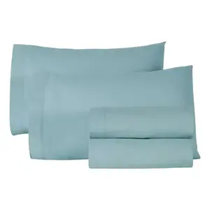 Parure de draps Vianney Cabos couleur menthe 100% coton 400TC taille matrimoniale 4 pièces motif uni literie pour la maison - Product Image 1