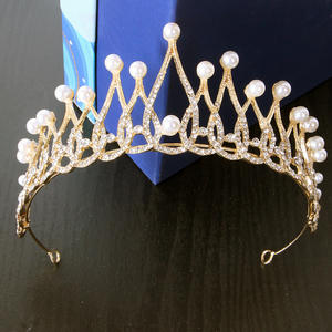 Diadème de mariée vintage avec strass étincelant perle alliage couronne de mariage <span class=keywords><strong>postiche</strong></span> pour mariée fête accessoires de fête de mariée - Product Image 3