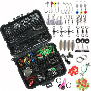 188pcs/box Fishing Accessories Kit Including Jig Hooks fishing Swivels Snaps with Fishing Tackle Box