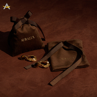 Sac de rangement pour bijoux en velours avec cordon de serrage, écologique, personnalisé avec le logo Auralux