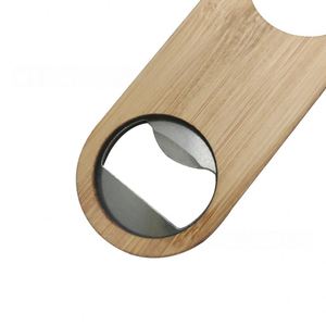 Abridor de Botellas de Cerveza de Madera Ovalado con Logotipo Personalizado, Abridor Plano de Bambú Ecológico con Orificio Redondo - Product Image 4