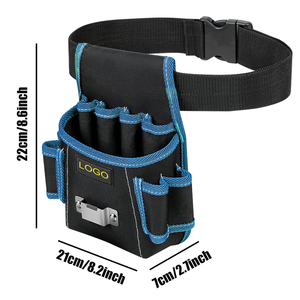 Pochette de ceinture à outils durable ODM/OEM en Oxford 600D/1680D, imperméable, avec poches multifonctions, réglable, grande capacité, noir/bleu (taille moyenne) - Product Image 6