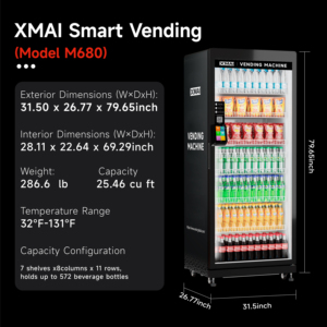 Distributeur automatique de caméras IA XMAI M680, capacité 680L, 4G LTE, gestion des stocks par IA, gestion à distance, <span class=keywords><strong>paiement</strong></span> sans espèces - Product Image 2