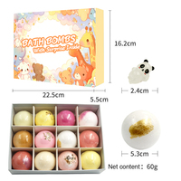 Bombes de bain pour enfants OEM, lot de 12, boîte cadeau avec jouet surprise, parfum naturel, hydratant, mousse douce, logo personnalisé