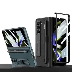 Pour Samsung Z Fold 5 coque de téléphone ultra-mince avec étui avant support en cuir fente pour stylo pour Galaxy z fold 5 étui de protection