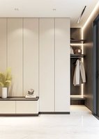 Meuble à chaussures mural étroit sur mesure en carbone léger, anti-salissure, avec étagères réglables pour entrée compacte de maison jumelée