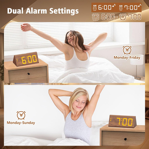 2025 New Arrival Modern Bedroom Home Decor Large LED Display <b>Digital</b> Snooze Wooden Alarm <b>Clock</b> Electric <b>Desk</b> Table <b>Clock</b> - Product Image 4