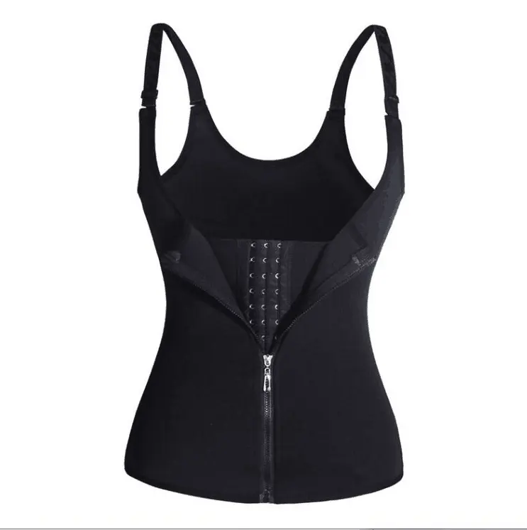 Custom hot sale Women faja Sweat Waist Trainer Corset Zipper Vest Body Shaper Cincher, Shapewear Slimming Sports