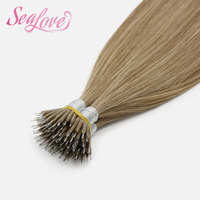 Extensiones de Cabello Humano Virgen Europeo con Anillas Nano y Microperlas, Invisibles y Sin Costuras para Fijación en Frío