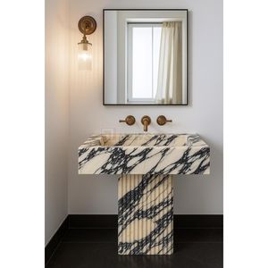 Newstar personalizzabile in marmo Cecilia <span class=keywords><strong>bagno</strong></span> vanità ampio piano di lavoro <span class=keywords><strong>lavabo</strong></span> Calacatta Viola marmo Freestanding <span class=keywords><strong>bagno</strong></span> lavandino - Product Image 3