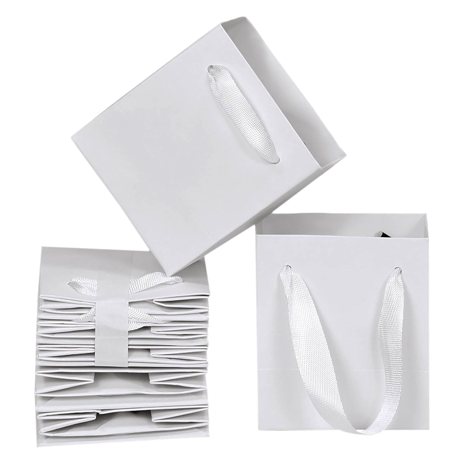 Factory High End Cardboard Gift Shopping Customized Your Own Logo White Paper Bags With Flat Bottom