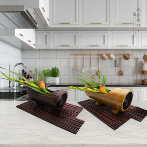 Bamboo Flower Pot Circular Desktop Vase Nordic Style Plant Container For Indoor Decoration - Product Image 3