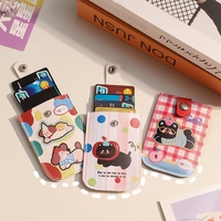 Porte-cartes mignon en PU, motif dessin animé, durable, créatif, tendance, portable, multi-emplacements, compact, avec système de tirage, pour usage quotidien