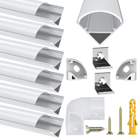 Canal de profil en aluminium Led en forme de V avec couvercle blanc laiteux et clip de montage d'embout pour matériel de décoration de plafond de maison d'hôtel