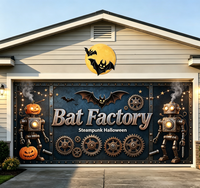 Bannière de porte de garage en tissu polyester pour Halloween effrayant, 180x400 cm, pour décorations intérieures/extérieures de fête fantôme