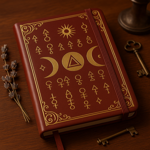 LABON Mystic Symbol Notebook Red A5 Journal Gold Foil Hardcover 160GSM Paper Dual Ribbon Vintage Astrology Occult Diary Gift - Product Image 3