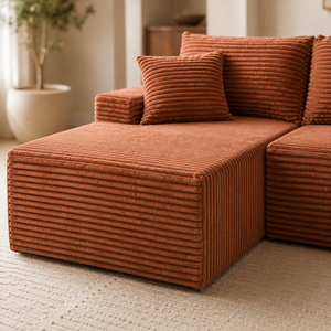 Divano Moderno Imbottito OEM, Divano Componibile ODM in Corduroy Effetto Nuvola, Divano Letto a L di Lusso Senza Struttura in Scatola - Product Image 5