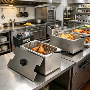 Commercial Grade Stainless Steel Electric Deep Fryer 1500W EU <b>Plug</b> 220-240V <b>With</b> <b>Timer</b> Control - Product Image 4