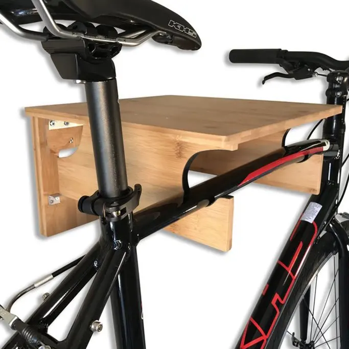High Quality Wall Mount Wooden Bike Hanger Bicycle Storage Shelf Universal Wood Bike Rack Sturdy Mountain Bike Holder