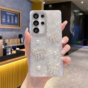 S24 s25 fe के लिए प्यारा सेल फोन कवर, 24 s25 एज शेल पैटर्न तितली हीरा केस मटर डिजाइन - Product Image 1