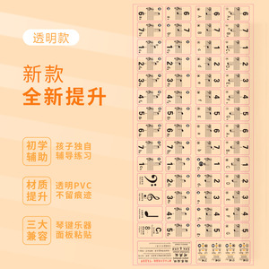 Piano Keyboard Sticker Transparent <b>PVC</b> 88 Keys Universal Music Note <b>Sheet</b> For Learning Practice - Product Image 1