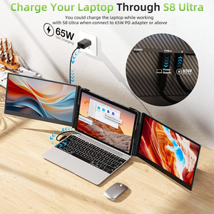 Siêu mỏng ba màn hình máy tính xách tay Extender, 14 "1080P FHD IPS xách tay màn hình, một-cáp Plug & Play hiển thị cho 13-17" máy tính xách tay - Product Image 3