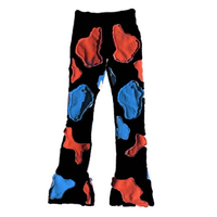 Pantalon de survêtement empilé personnalisé vache impression coton broderie Patch hiver survêtement empilé pantalons de survêtement hommes