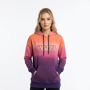 Sudadera con Capucha Degradado Atardecer para Mujer 2026, Estilo Oversize de Forro Polar, con Logo Personalizado, Estética WUYI, Y2K, Athleisure, Streetwear - Product Image 2