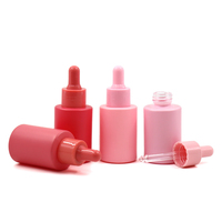 Vente en gros de flacons compte-gouttes mats roses de 30 ml (1 oz) pour huiles essentielles et cosmétiques, emballage de luxe vide pour sérum avec boîte personnalisée