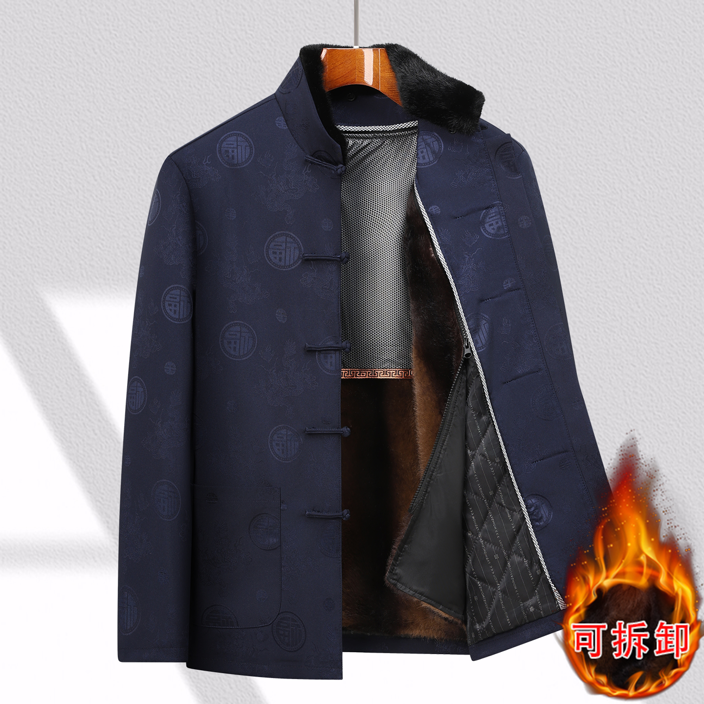navy blue dress for baby girl Middle-aged and Elderly Men's Clothes Father Coat Thick Autumn Winter Suit Old  Man Jacket Grandpa-black-Small at Amazon Men's Clothing store main image 0