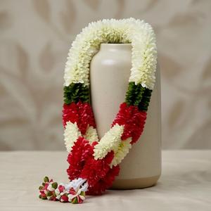 <b>Artificial</b> <b>Flower</b> Mala Red White Floral Garland for Wedding Ceremony Temple Pooja Festival Decoration Traditional <b>Flower</b> - Product Image 1