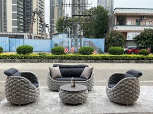 Sofá de Ratán para Exteriores, Combinación de Muebles para Patio, <span class=keywords><strong>Terraza</strong></span> y Balcón, Protección Solar, Impermeable, Sofá Nórdico Tejido para Jardín - Product Image 6