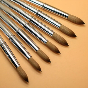 Pinceau à ongles en acrylique Kolinsky OEM ODM, manche 100% métal argenté, tailles 18, 20, 22, norme américaine, pour poudre acrylique et nail art - Product Image 6