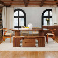 Table transformable moderne en bois massif avec rangement dissimulé, idéale pour petit appartement, ovale, extensible jusqu'à 3 mètres